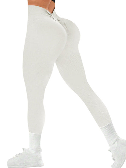 ZASUWA Female Deep V Seamless Quick Dry High-waisted Scrunch Bum Leggings