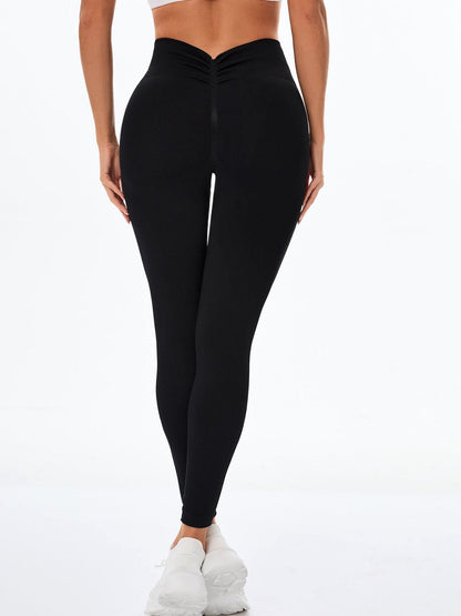 ZASUWA Female Deep V Seamless Quick Dry High-waisted Scrunch Bum Leggings