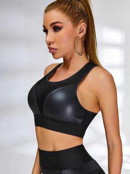 🖤ZASUWA Female Ultra Sexy Fly Eye Push-up PU Fishnet Tracksuit