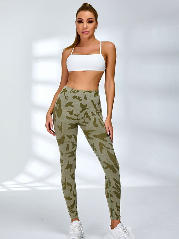 ZASUWA Female Sexy Camouflage Deep V Back Scrunch Bum Leggings