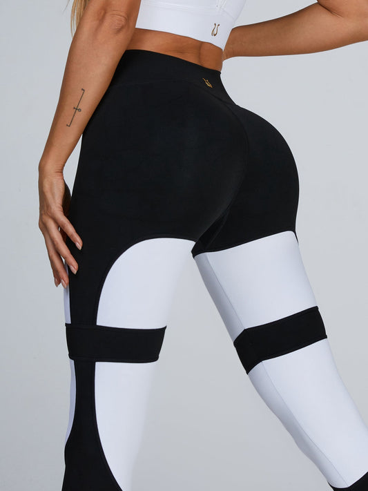 FASHIONA Female Cutout Mesh High-rise Leggings