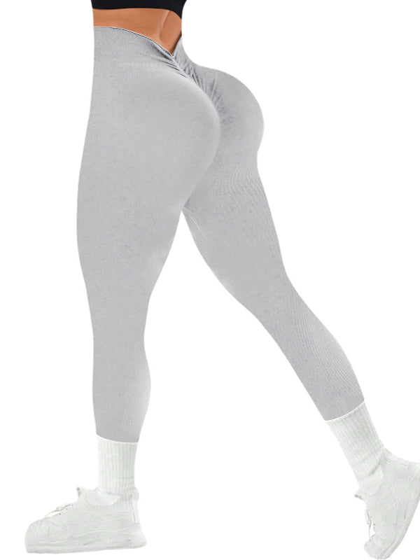 ZASUWA Female Deep V Seamless Quick Dry High-waisted Scrunch Bum Leggings