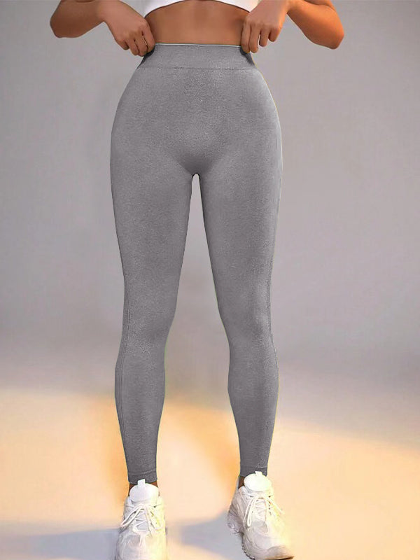 ZASUWA Female Solid Color Deep V Back Scrunch Bum Hip-lift Leggings