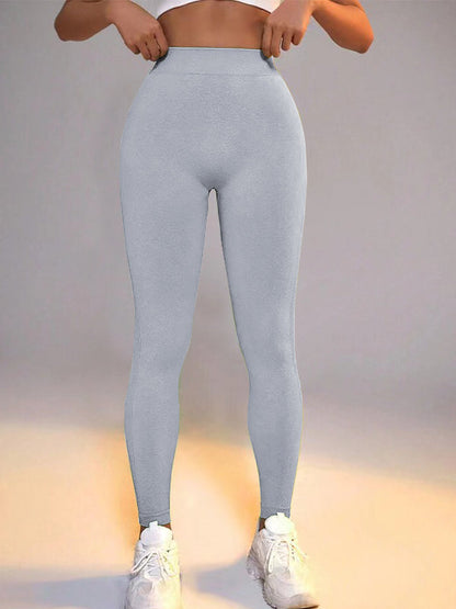 ZASUWA Female Solid Color Deep V Back Scrunch Bum Hip-lift Leggings