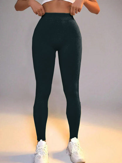 ZASUWA Female Solid Color Deep V Back Scrunch Bum Hip-lift Leggings