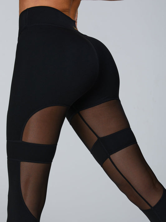 FASHIONA Female Cutout Mesh High-rise Leggings